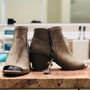 Gray Suede Open Toed Booties - Size 6